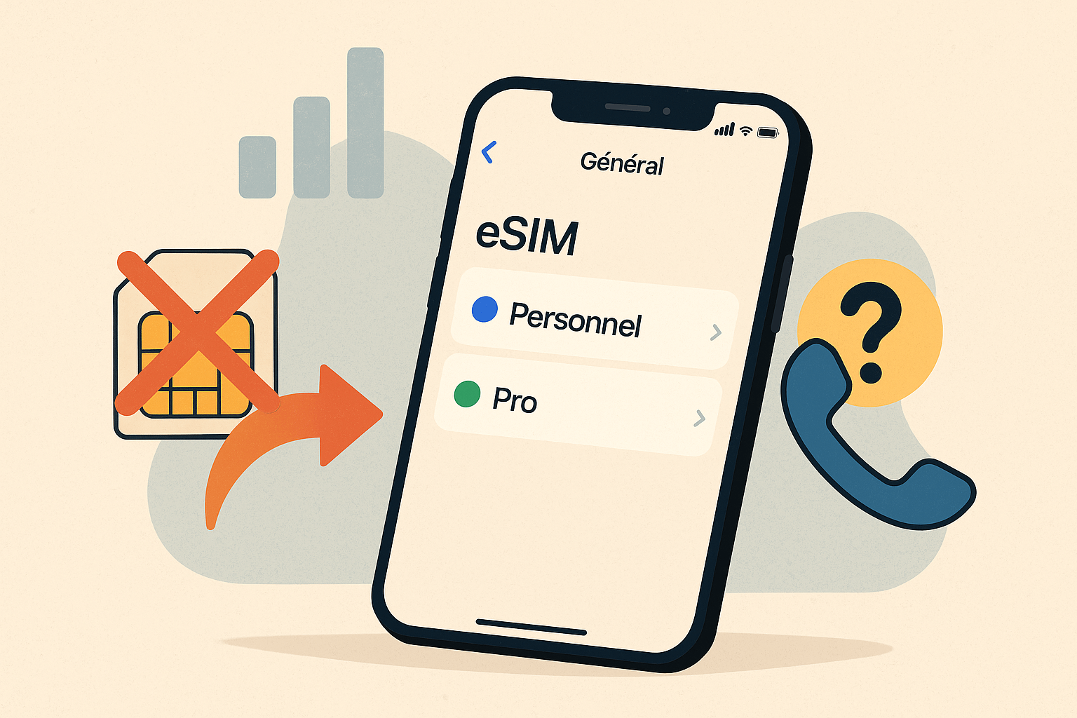 Illustration du changement d’opérateur avec une eSIM active sur iPhone